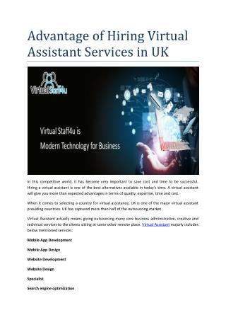 Advantage of Hiring Virtual Assistant Services in UK