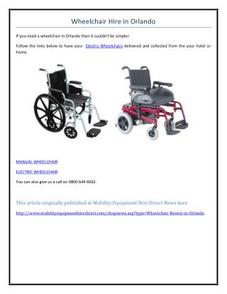 Wheelchair Hire in Orlando