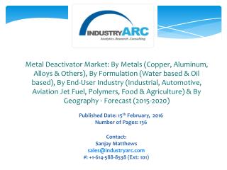 APAC of metal deactivator market is projected to grow at the fastest pace during the observation period 2015-2020.