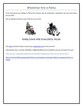 Wheelchair Hire in Palma