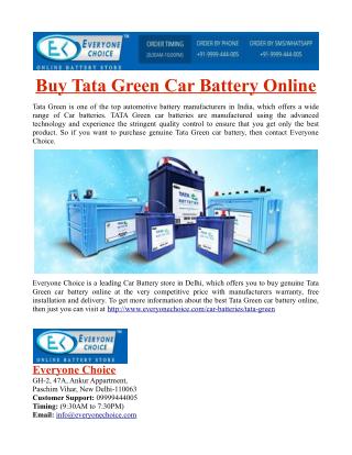Buy Tata Green Car Battery Online