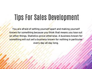 Tips for Sales Development by Mark Moncher