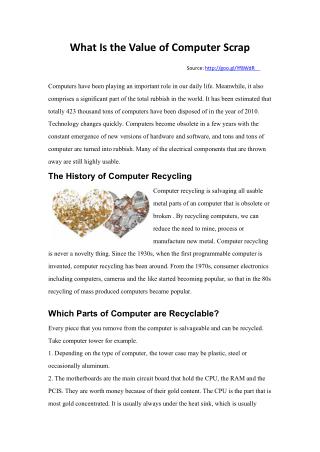 What Is the Value of Computer Scrap