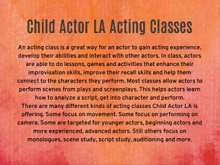 Child Actor La Acting Class