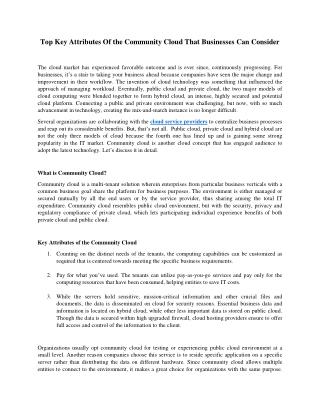 Top Key Attributes Of the Community Cloud That Businesses Can Consider