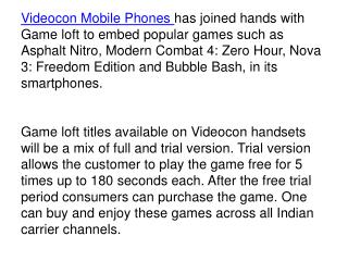 Videocon Smartphones to Feature Popular Games from Gameloft