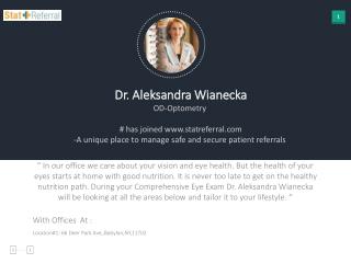 Dr Aleksandra Wianecka, OD, Optometry joined www.statreferral.co