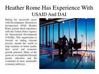 Heather Rome Has Experience With USAID And DAI