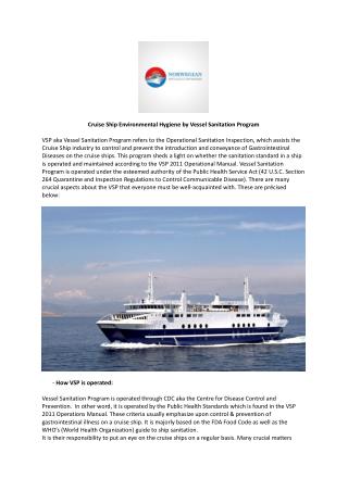 Cruise Ship Environmental Hygiene by Vessel Sanitation Program