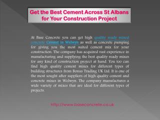 Get the Best Cement Across St Albans for Your Construction Project