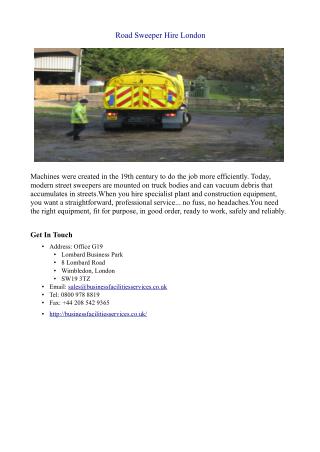 Road Sweeper Hire London