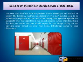 Deciding On the Best Self Storage Service of Oxfordshire