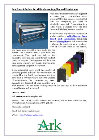 One Stop Solution for All Business Supplies and Equipment