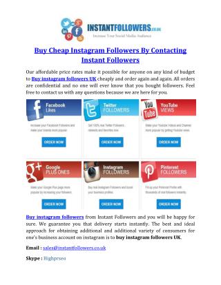 Buy Cheap Instagram Followers By Contacting Instant Followers