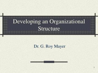 Developing an Organizational Structure