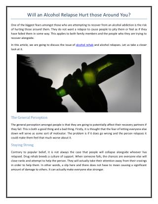 Will an Alcohol Relapse Hurt those Around You?