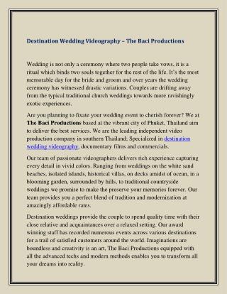 Destination Wedding Videography