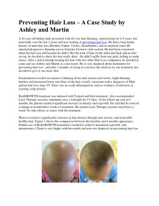 Preventing Hair Loss – A Case Study by Ashley and Martin