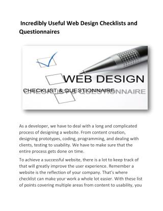 Incredibly Useful Web Design Checklists and Questionnaires