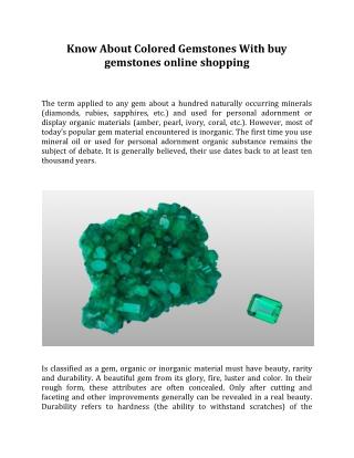 Know About Colored Gemstones With buy gemstones online shopping