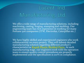 Plastic Tooling and Molding