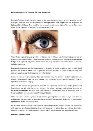 Recommendations For Choosing The Right Optometrist