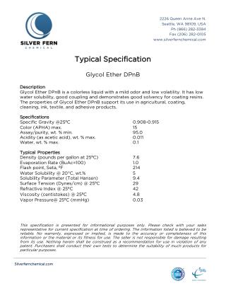 Properties of Glycol Ether DPnB Chemical