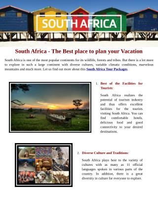 South Africa - The Best place To Plan Your Vacation