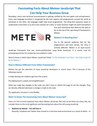 5 Fascinating Facts About Meteor JavaScript That Can Help Your Business Grow