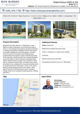 WaterColours #203 & 204 Residential - Condominium Cayman Property for Sale