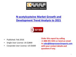 N-acetylcysteine Market Analysis and Forecasts to 2021