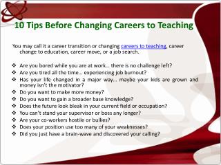 10 Tips Before Changing Careers to Teaching