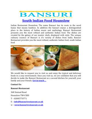 South Indian Food Hounslow BansuriRestaurant