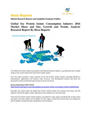 Global Soy Protein Isolate Consumption Industry 2016 Market Share and Size, Growth and Trends, Analysis Research Report