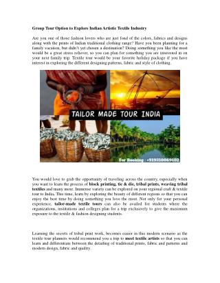 Travel to Explore Indian Artistic Textile Industry