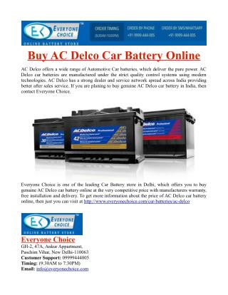 Buy AC Delco Car Battery Online