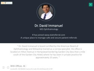 Dr David Immanuel, MD, Ophthalmology joined in tatreferral.