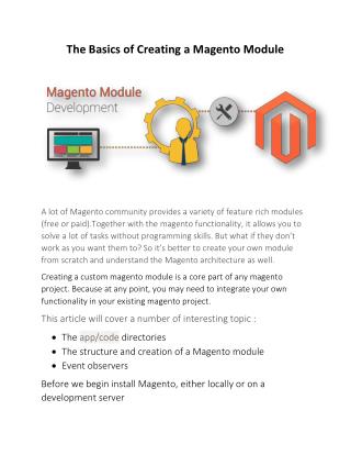 The Basics of Creating a Magento Module