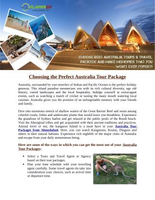 Choosing the Perfect Australia Tour Package