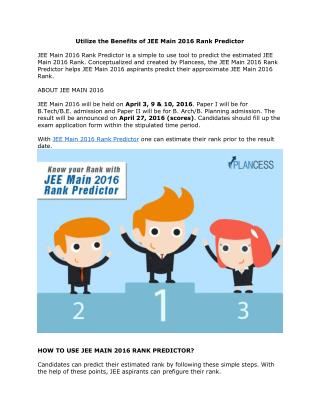 JEE Main 2016 Rank Predictor