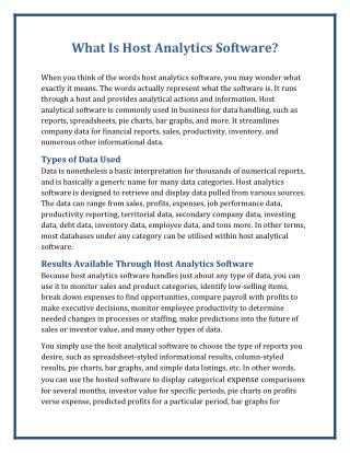 What is Host Analytics Software