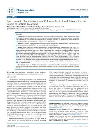 Spectroscopic Characterization of Chloramphenicol and Tetracycline: AnImpact of Biofield Treatment