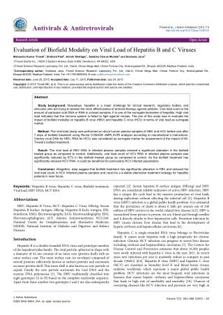 Biofield Modality on Viral Load of Hepatitis B & C Viruses