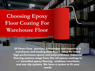 Choosing Epoxy Floor Coating for Warehouse Floor