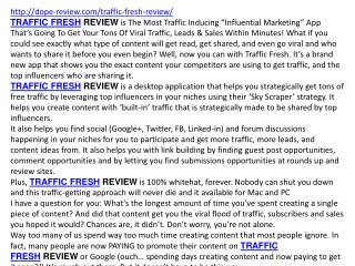 TRAFFIC FRESH REVIEW