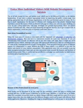Entice More Individual Visitors With Website Development Services