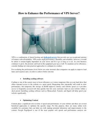 How to Enhance the Performance of VPS Server?