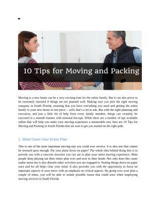 10 Tips for Moving and Packing