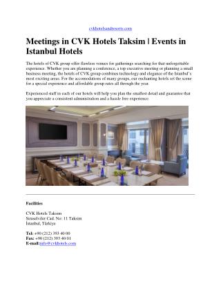 Meetings in cvk hotels taksim - events in istanbul hotels