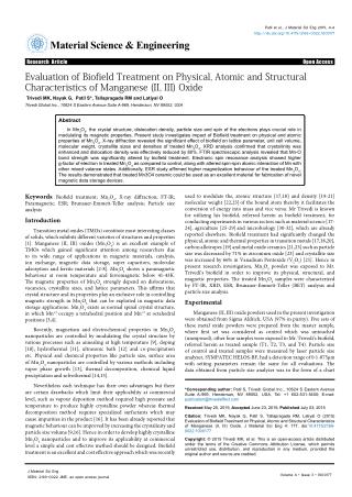 An Impact of Biofield Energy Treatment on Manganese Oxide